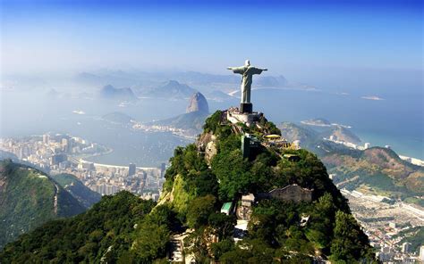 Magnificent view from the bird's eye view of Christ the Redeemer in Rio de Janeiro.