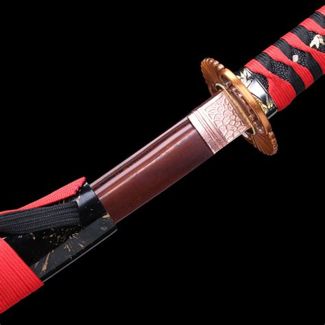 Handmade Full Tang Damascus Steel Red Blade Katana Japanese Samurai Swords - HandmadeKatana