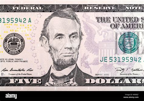 Abraham Lincoln on five dollar bill Stock Photo - Alamy