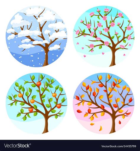 Four seasons illustration tree landscape winter stock vector royalty free 632226413 shutterstock ...