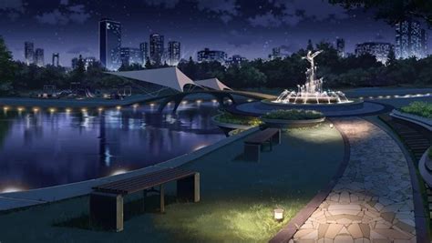 an artist's rendering of a city park at night