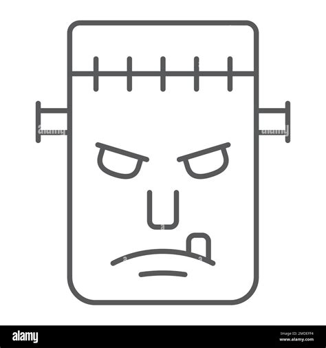 Frankenstein thin line icon, monster and halloween, zombie sign, vector graphics, a linear ...