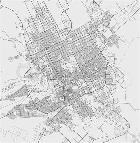 Urban city map of Riyadh. Vector poster. Grayscale street map. | Stock ...