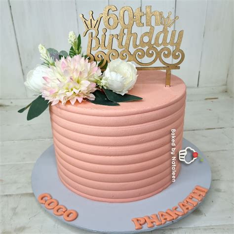 Beautiful Pink Flowery 60th Birthday Cake