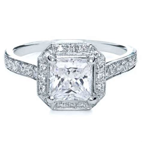 Princess Cut With Diamond Halo Engagement Ring #169 - Seattle Bellevue ...