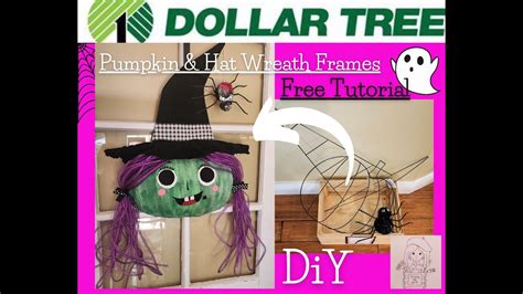 How to DiY Halloween Pumpkin ~ Witch hat wire wreath frame Dollar Tree idea craft project ...