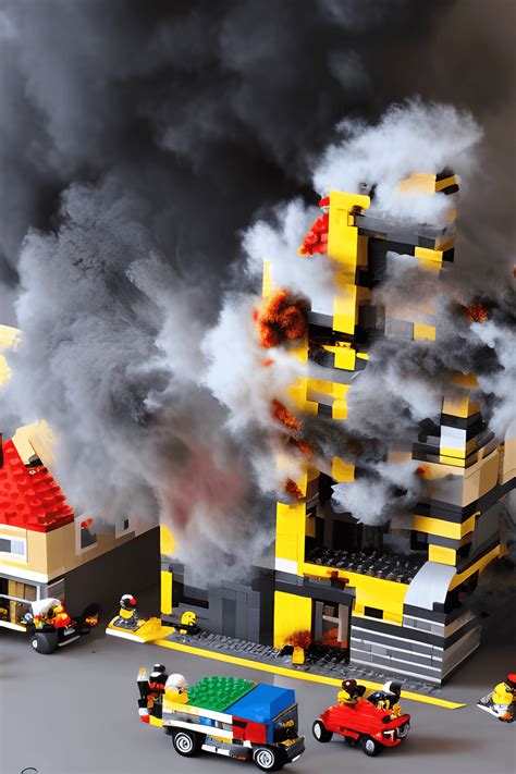 Lego Building Explosion with Smoke · Creative Fabrica