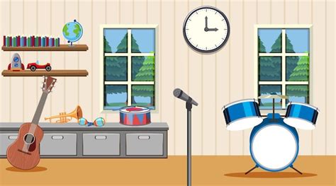 Premium Vector | School music classroom interior concept