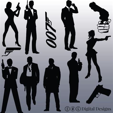 12 James Bond Silhouette Images Digital Clipart Images