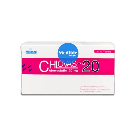 Atorvastatin – Chlovas 20 mg 30 tablets/box [กล่อง 30 เม็ด] – MEDTIDE