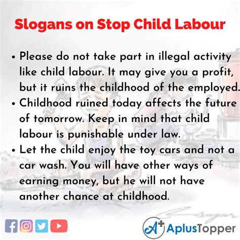 Stop Child Labour Slogans | Unique and Catchy Stop Child Labour Slogans ...