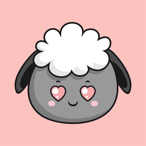 Sheep Heart Eyes Face Cartoon Head Sheep Sticker 25740417 Vector Art at Vecteezy