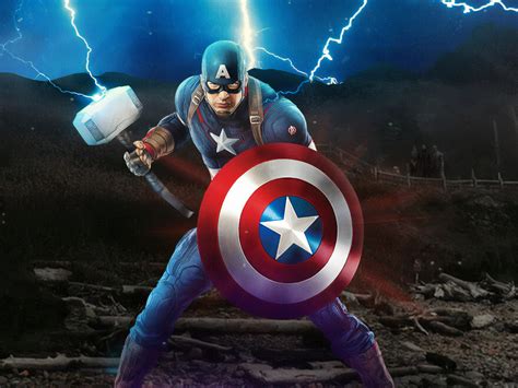 1600x1200 Captain America Mjolnir Avengers Endgame 4k Artwork Wallpaper ...