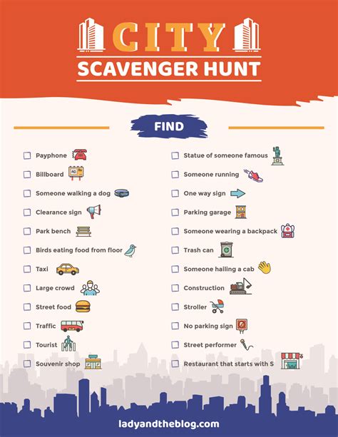 Free City Scavenger Hunt Printable For Kids