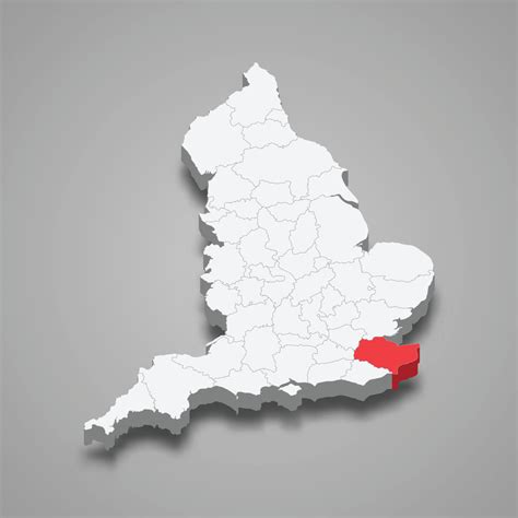 Kent county location within England 3d map 22753674 Vector Art at Vecteezy