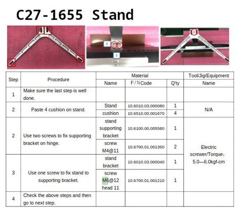 Parts List for Aspire C27-1655. I need the screws for the stand — Acer ...