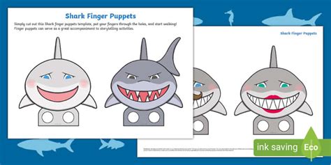 FREE! - Printable Shark Finger Puppets for children - Twinkl