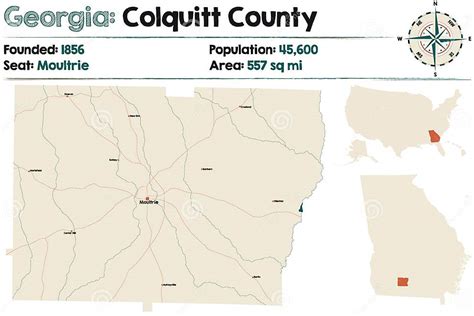 Map of Colquitt County in Georgia Stock Vector - Illustration of ...