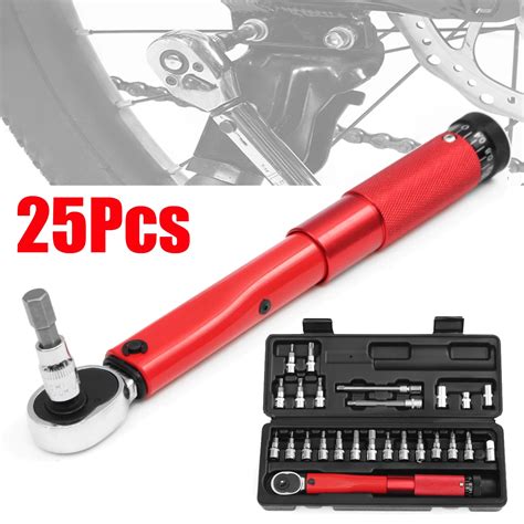 25Pcs 1/4inch 2 24Nm Bicycle Bike Torque Wrench Tool Ratchet Socket Wrench Repair Tool Spanner ...