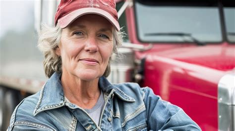 Premium Photo | Mature female truck driver taking a break