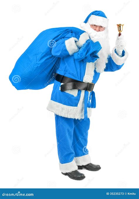 Blue Santa Claus With Bell On White Stock Photos - Image: 35235273