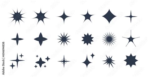 Minimal silhouette stars sparkle icon, twinkle star shape contemporary geometry vector logo ...