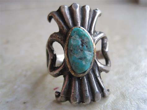 Vintage Navajo Ring Old Pawn Sand Cast Jewelry by Anteeka