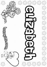 girls name coloring Pages Elizabeth Girly To color  Name sketch template