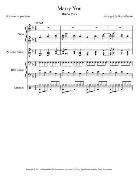 Marry You Sheet music for Piano, Guitar, Bass guitar, Drum group (Mixed ...