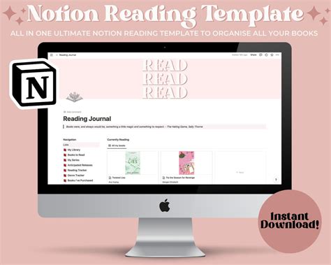 Notion Reading Template Notion Dashboard Reading Journal Book Tracker ...