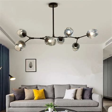 Kitchen Modern Pendant Light Gradual Grey Glass Lamp Bar Black Pendant ...