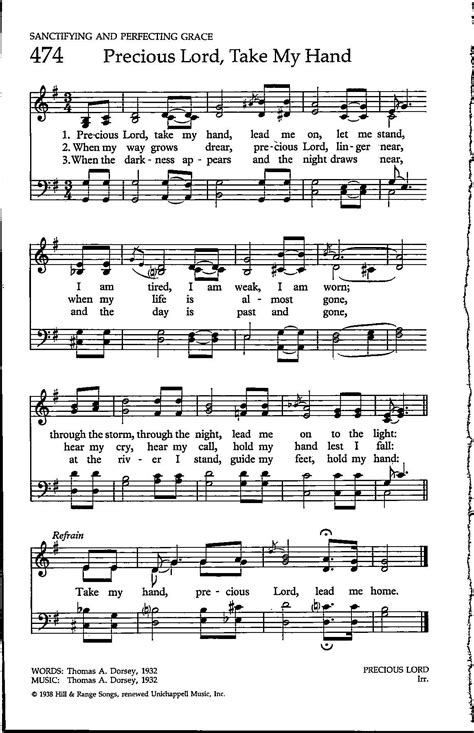 Precious Lord, Take My Hand Digital Hymn Sheet Music Key of G ...