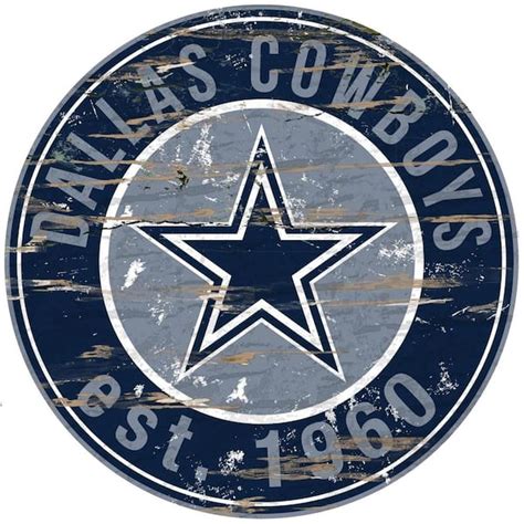 Adventure Furniture 24" NFL Dallas Cowboys Round Distressed Sign N0659 ...