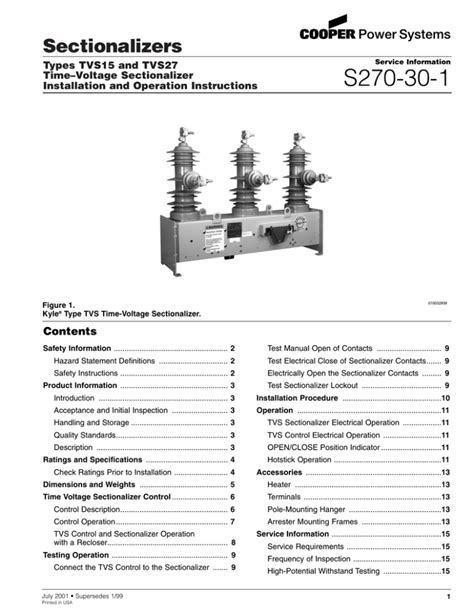 S270-30-1 Sectionalizers Contents Types TVS15 and TVS27