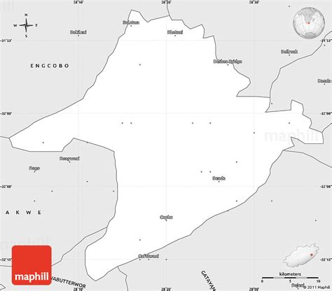 Silver Style Simple Map of DUTYWA/IDUUYWA