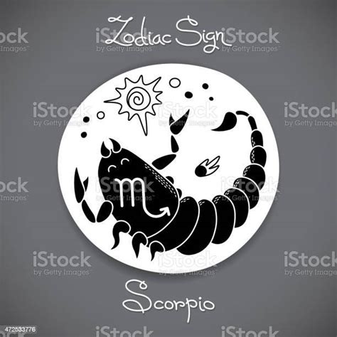 Tanda Zodiak Scorpio Dari Lambang Lingkaran Horoskop Dalam Gaya Kartun Ilustrasi Stok - Unduh ...