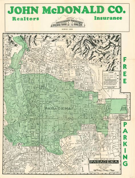 Street Map of the City of Pasadena California and Vicinity | Curtis Wright Maps