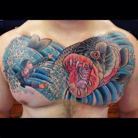 DUSTY NEAL, Finished this chest piece of Jonah and the whale | Chest piece tattoos, Jonah and ...