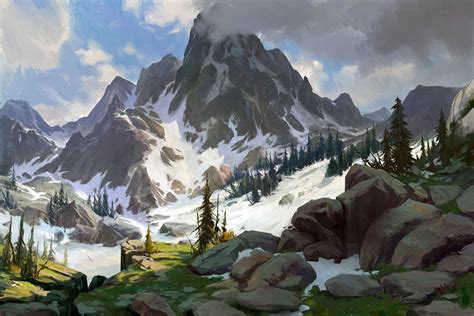 Wallpaper : 1800x1200 px, artwork, drawing, mountain, nature, snow ...