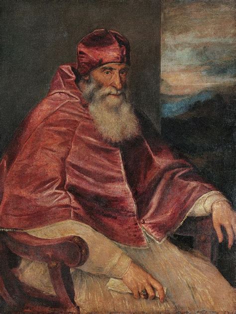 Portrait of Pope Paul III with Camauro Painting by Titian - Fine Art ...