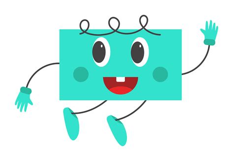 Sticker Style Cheerful Turquoise Rectangle Cartoon In Jumping Pose. 24158631 Vector Art at Vecteezy