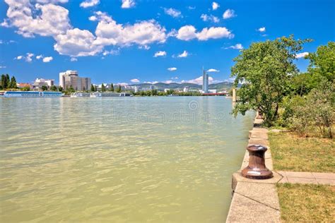 Vienna. Danube River Coastline Colorful View in Vienna Stock Image ...