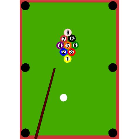 a pool table with eight ball and cues on the green surface, ready to be played