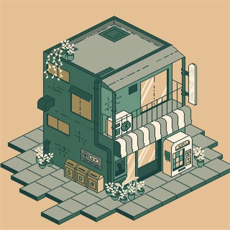 isometric shop pixel art | Здания, 8-битное искусство, Плакат