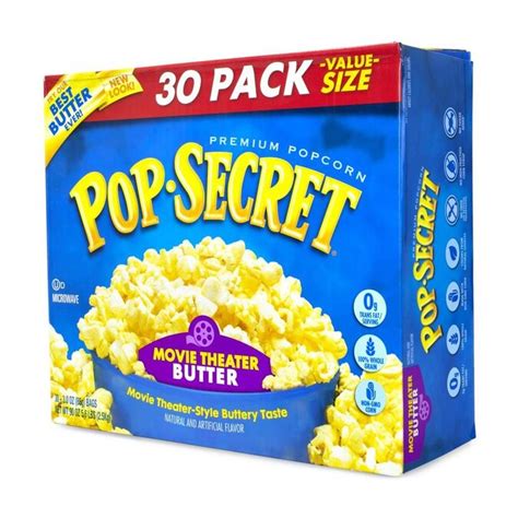 Pop Secret Pop Secret Premium Popcorn Movie Theater Butter, 3 oz, 30 in the Snacks & Candy ...