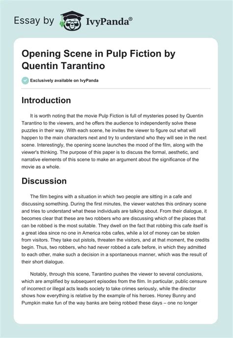 Opening Scene in Pulp Fiction by Quentin Tarantino - 549 Words | Essay ...