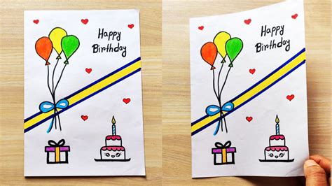 Birthday Card drawing easy | Beautiful handmade birthday greeting card | How to make birthday ...