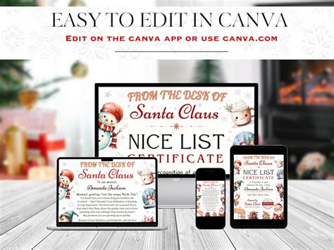 Editable Santa Letter and Nice List Certificate, Personalised Letter From Santa, Printable ...