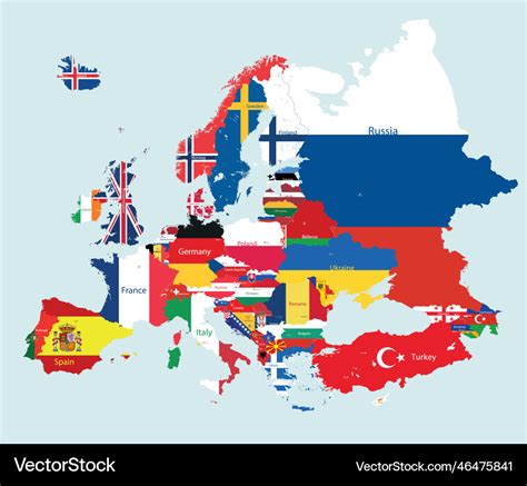 Europe map with countries flags incorporated Vector Image