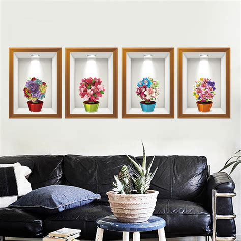 Flowers 3d Frame Creative Wall Stickers Background European Three ...